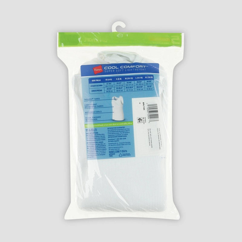 Hanes Boys' Solid 5pk Ribbed Tank - White L