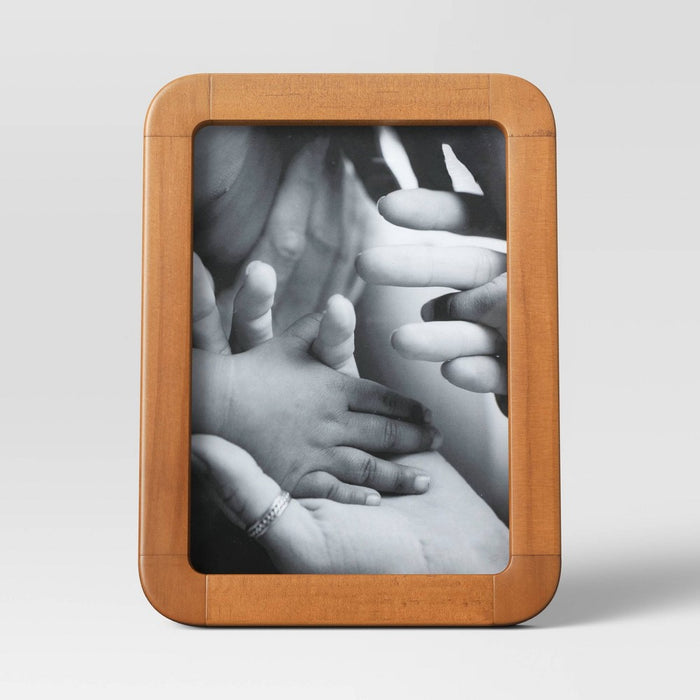 5" x 7" Rounded Wood Table Single Image Frame Brown - Threshold