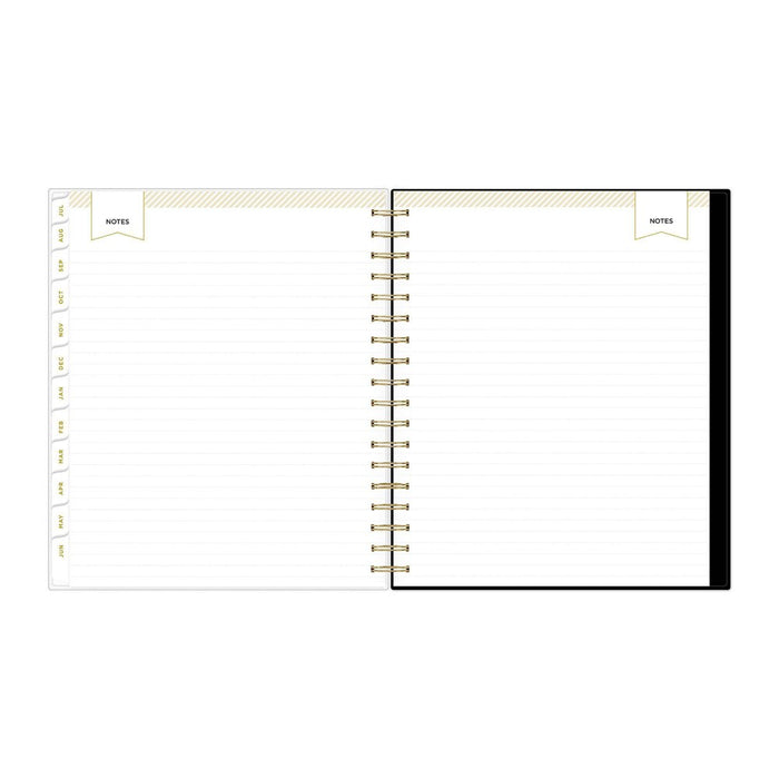 Day Designer 2024-25 Daily/Monthly Planner 10"x8" Wirebound Frosted Rugby Stripe Black