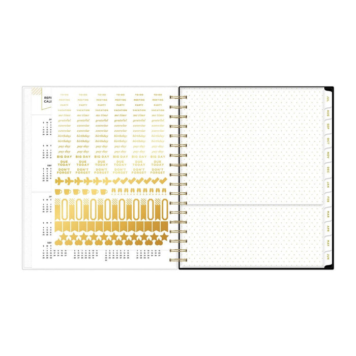 Day Designer 2024-25 Daily/Monthly Planner 10"x8" Wirebound Frosted Rugby Stripe Black