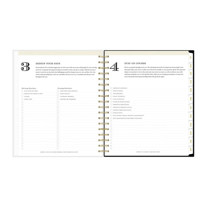 Day Designer 2024-25 Daily/Monthly Planner 10"x8" Wirebound Frosted Rugby Stripe Black