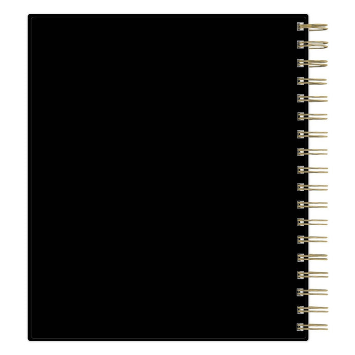 Day Designer 2024-25 Daily/Monthly Planner 10"x8" Wirebound Frosted Rugby Stripe Black