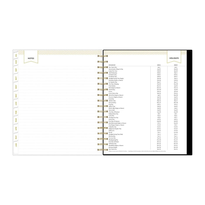 Day Designer 2024-25 Daily/Monthly Planner 10"x8" Wirebound Frosted Rugby Stripe Black