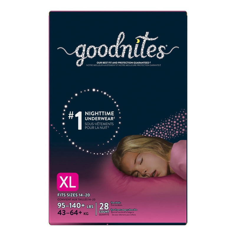 Goodnites Girls' Nighttime Bedwetting Underwear Size XL - 28ct