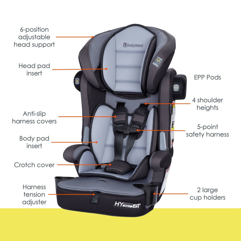 AS IS-NO BOX-Baby Trend Hybrid SI 3-in-1 Combination Booster Seat with Side Impact Protection - Madrid Black (LOCAL PICKUP ONLY)