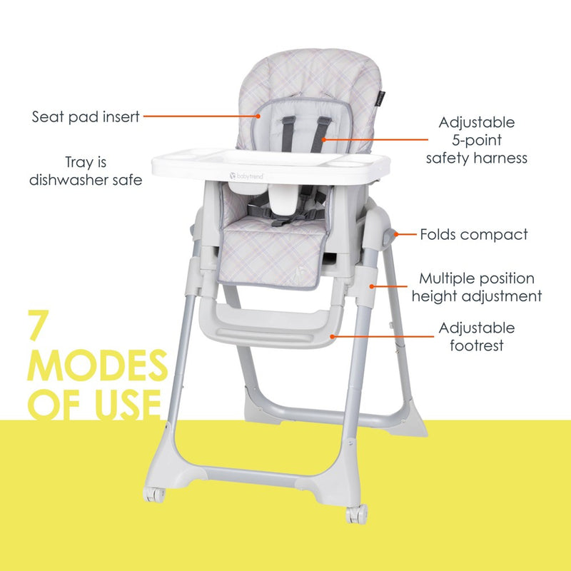 Baby Trend Everlast 7-in-1 High Chair - Madrid Plaid2 (LOCAL PICKUP ONLY)