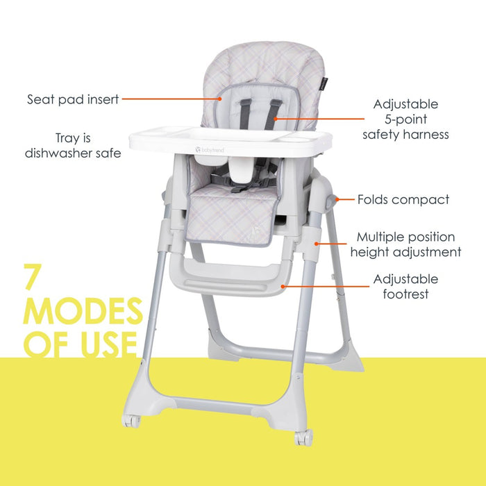 Baby Trend Everlast 7-in-1 High Chair - Madrid Plaid2 (LOCAL PICKUP ONLY)