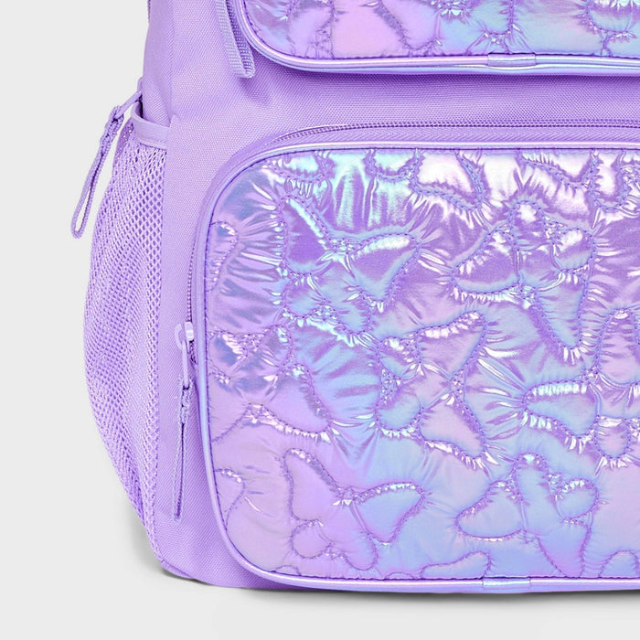 Girls' 16" Butterfly Quilted Two Pocket Backpack - Cat & Jack Purple