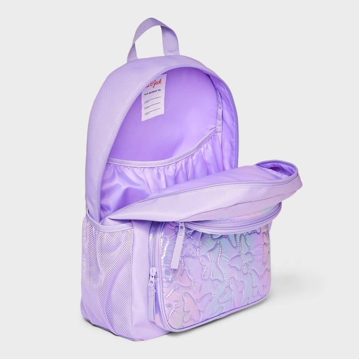 Girls' 16" Butterfly Quilted Two Pocket Backpack - Cat & Jack Purple