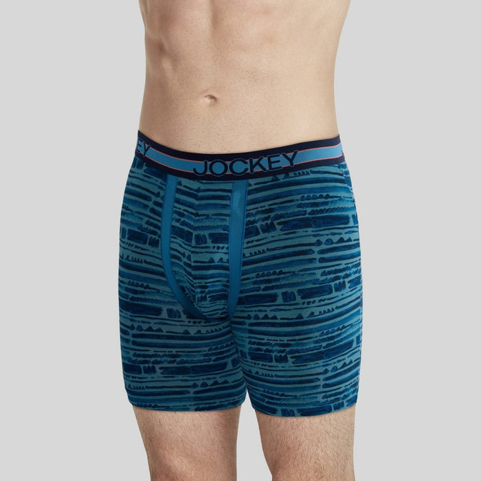 Jockey Generation Men's No Chafe Pouch Ultra Soft Stretch Boxer Briefs 3pk - Navy Blue/Aqua Blue/Coral Pink XL