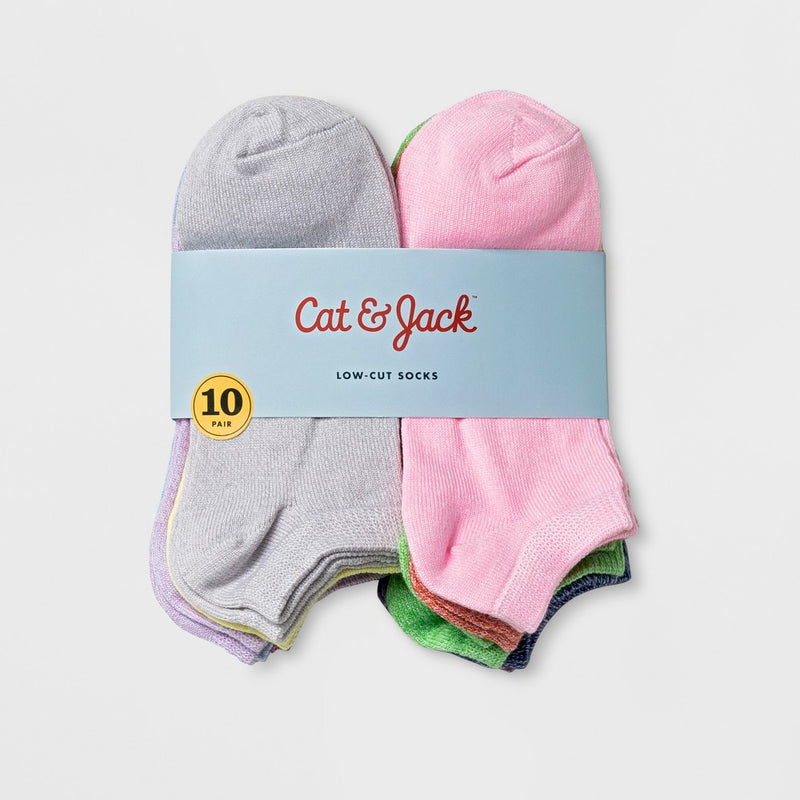 Girls' 10pk Lightweight No-Show Low Cut Socks - Cat & Jack S