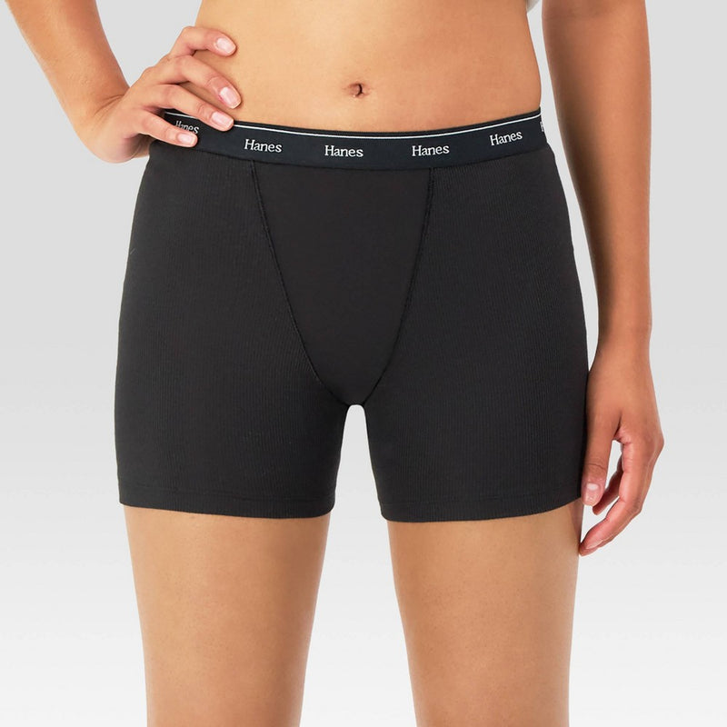 Hanes Women's 4pk Originals Boxer Briefs - White/Red/Black XL