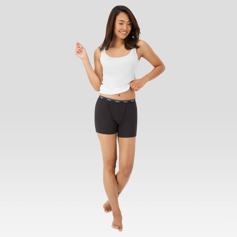 Hanes Women's 4pk Originals Boxer Briefs - White/Red/Black XL