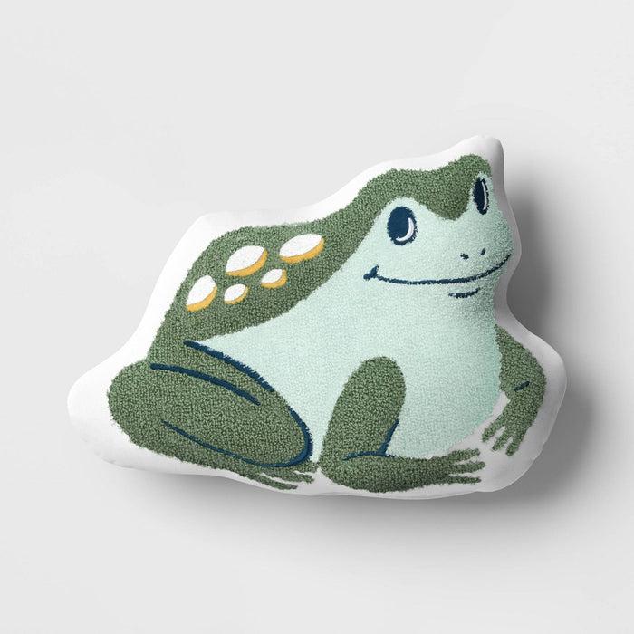 Frog Shaped Embroidered Cotton Throw Pillow Green - Room Essentials