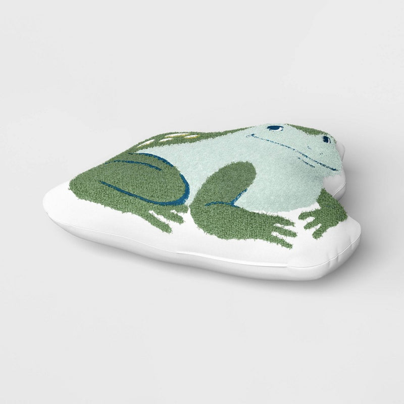 Frog Shaped Embroidered Cotton Throw Pillow Green - Room Essentials