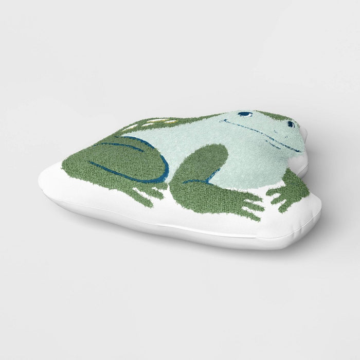 Frog Shaped Embroidered Cotton Throw Pillow Green - Room Essentials