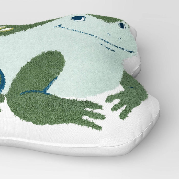 Frog Shaped Embroidered Cotton Throw Pillow Green - Room Essentials