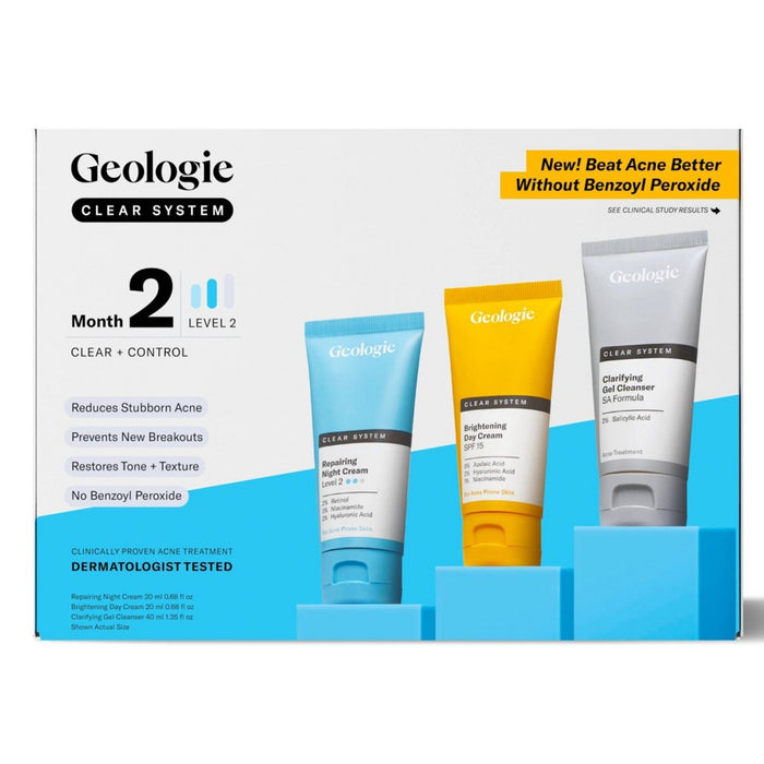 Geologie Clear System Month 2 / Level 2 Acne Treatment & Skincare Set - 3pc