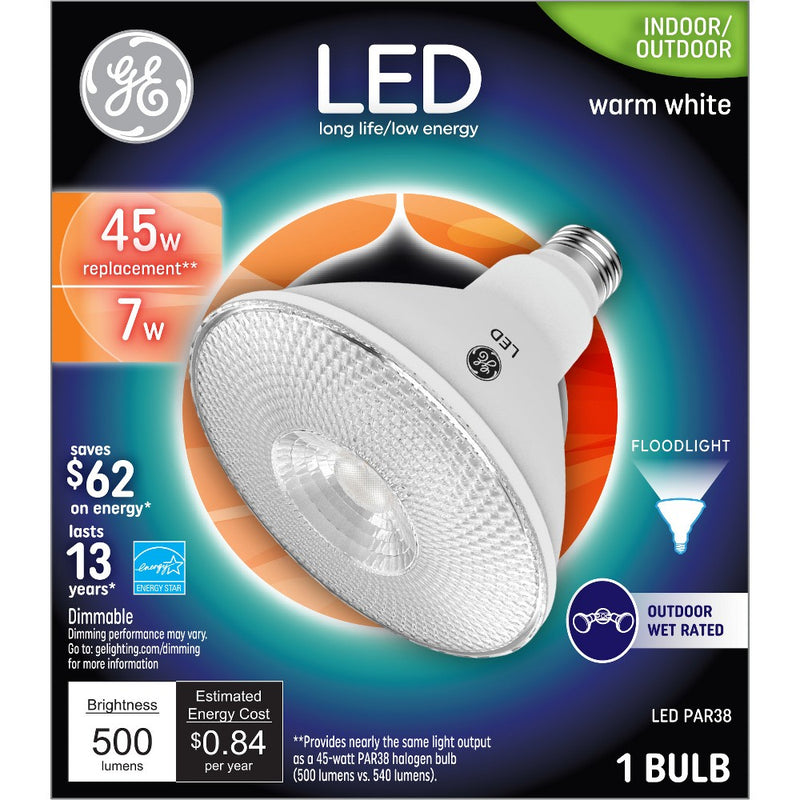 GE 45W PAR38 Outdoor Floodlight Light Bulb Warm White