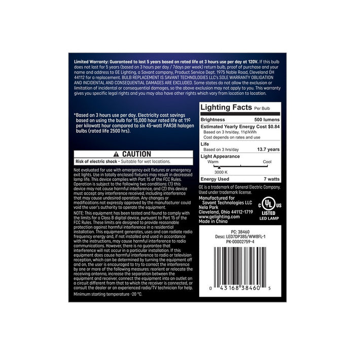 GE 45W PAR38 Outdoor Floodlight Light Bulb Warm White