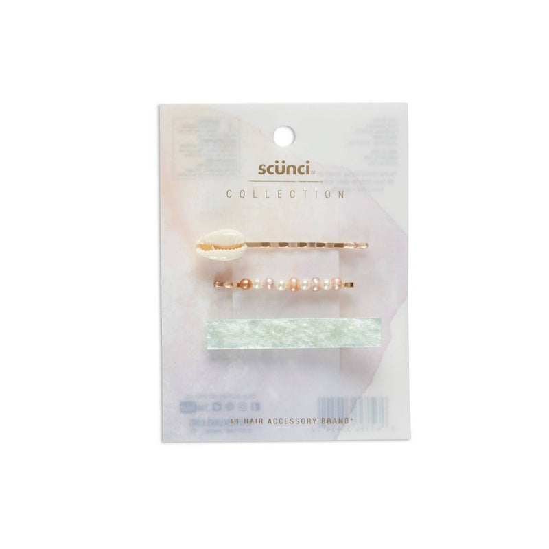 scunci Collection Multi Clips - Mint - 3pk