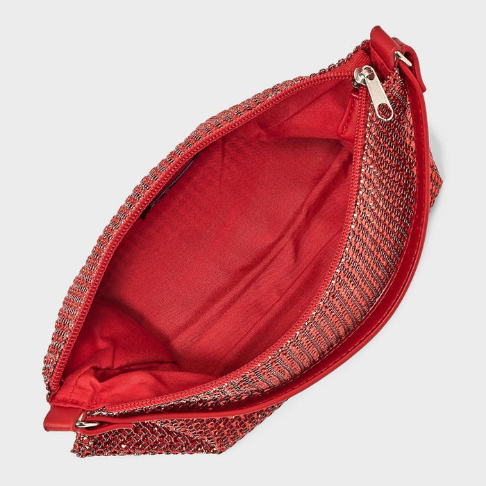 Girls' Rhinestone Mesh Shoulder Bag - art class Red