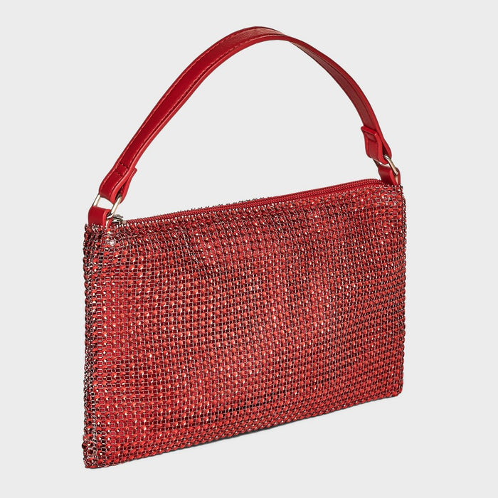 Girls' Rhinestone Mesh Shoulder Bag - art class Red