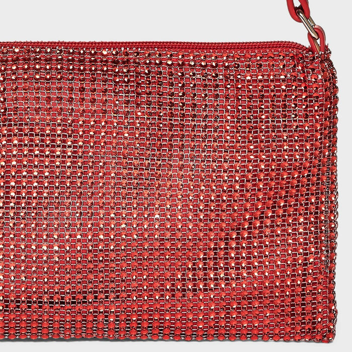 Girls' Rhinestone Mesh Shoulder Bag - art class Red