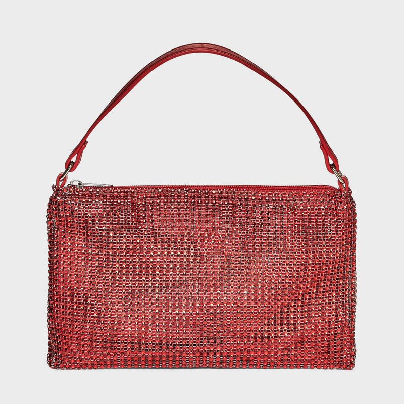 Girls' Rhinestone Mesh Shoulder Bag - art class Red