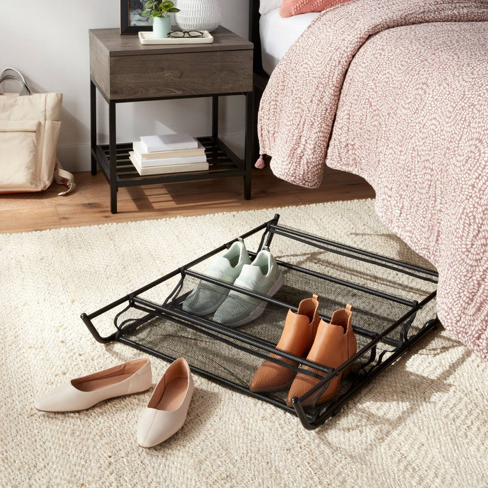 Mesh Underbed Shoe Storage Black - Brightroom