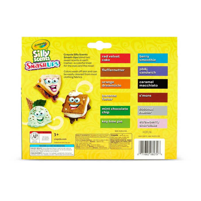 Crayola 12pk Silly Scents Smash Ups Wedge Tip Scented Markers