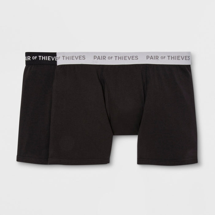 Pair of Thieves Men's Super Soft Boxer Briefs 2pk - Gray/Black L: Comfortable, Lightweight, Mid Rise, Cotton Blend, Breathable