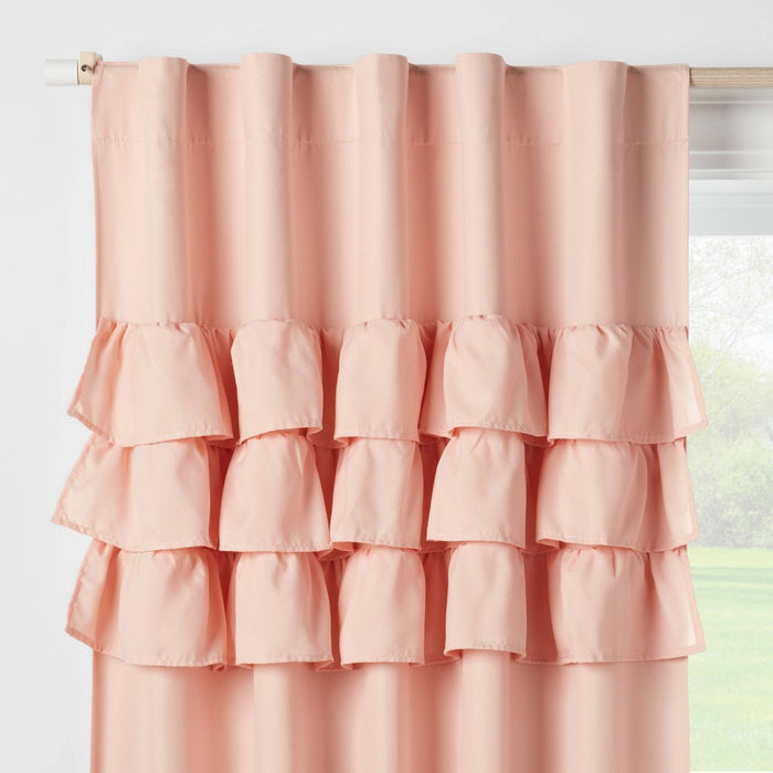 84" Ruffle Blackout Kids' Curtain Panel Pink - Pillowfort