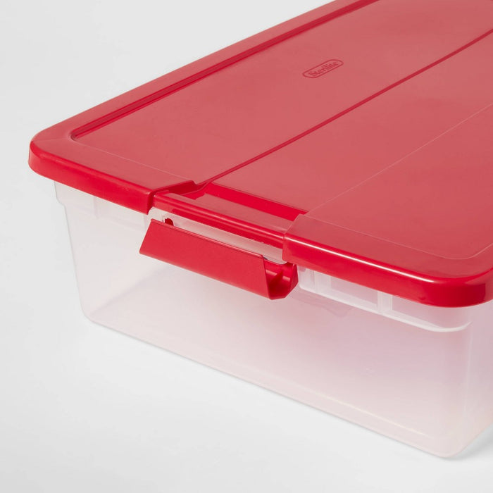 32qt Latching Storage Box Clear with Red Lid - Brightroom (LOCAL PICKUP ONLY)