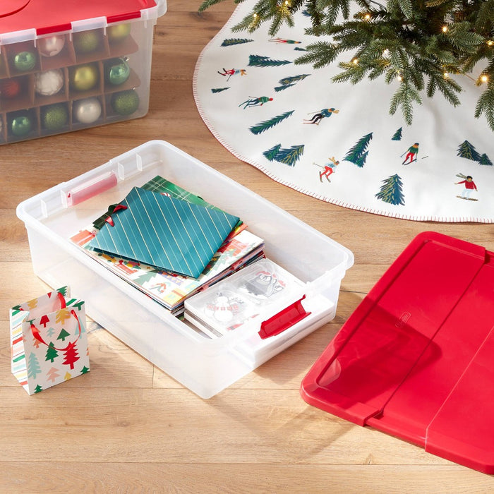 32qt Latching Storage Box Clear with Red Lid - Brightroom (LOCAL PICKUP ONLY)
