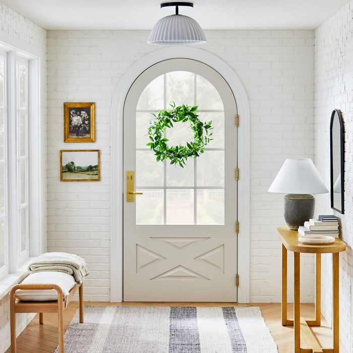 Scalloped Semi-Flush Mount Ceiling Light Black - Threshold designed with Studio McGee: Ceramic Shade, ETL Listed