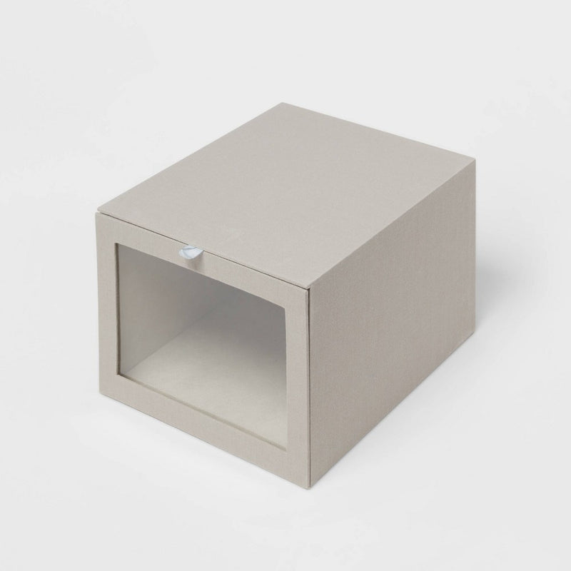 Small Hardside Fabric Front Open Bin Gray - Brightroom