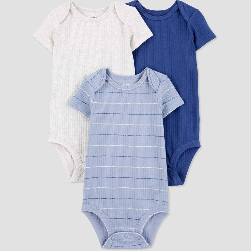 Carter's Just One You Baby Boys' 3pk Bodysuit - Blue/Gray 3M