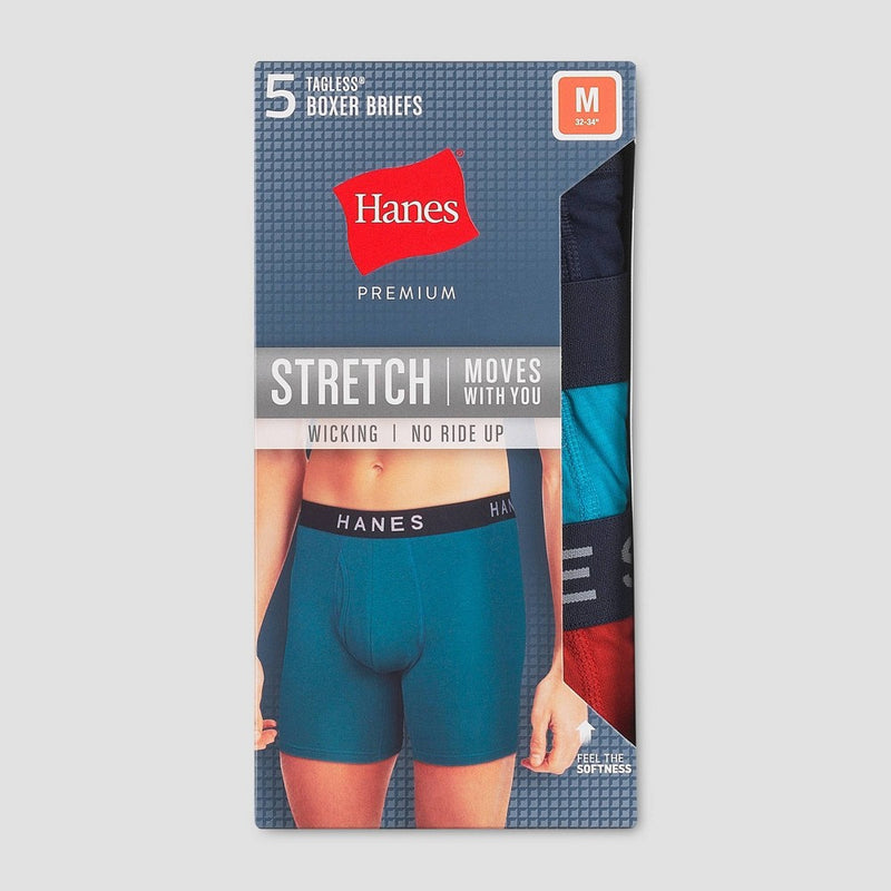 Hanes Premium Men's 5pk Boxer Briefs - Blue/Maroon/Orange XXL