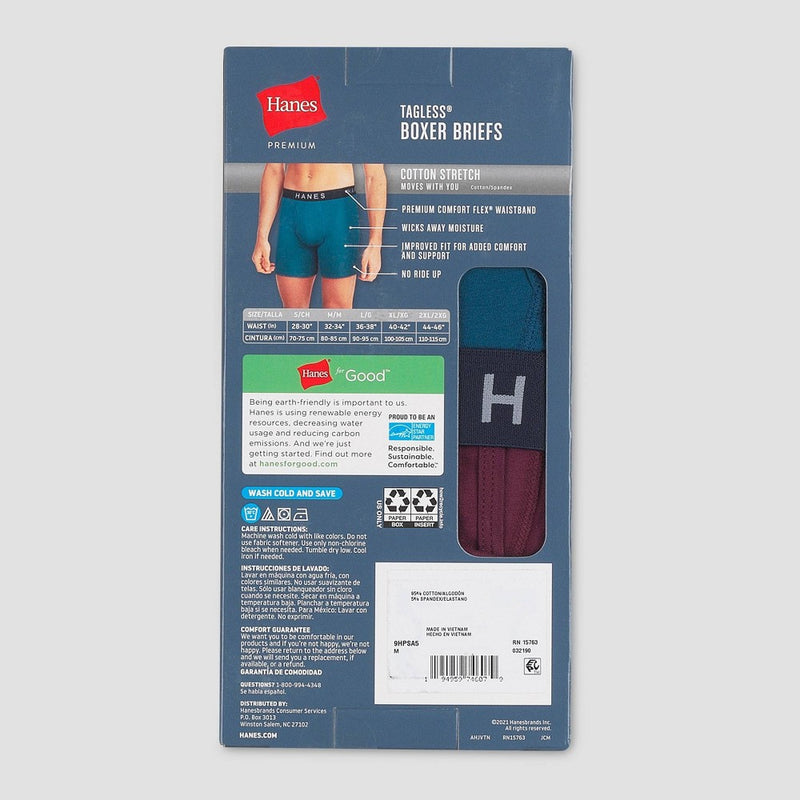 Hanes Premium Men's 5pk Boxer Briefs - Blue/Maroon/Orange XXL