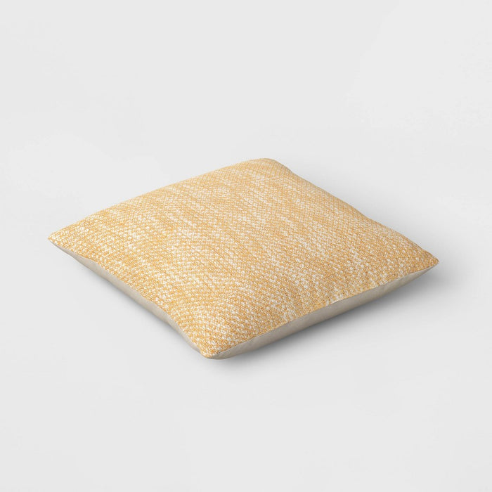 Textured Woven Cotton Square Throw Pillow Yellow - Room Essentials