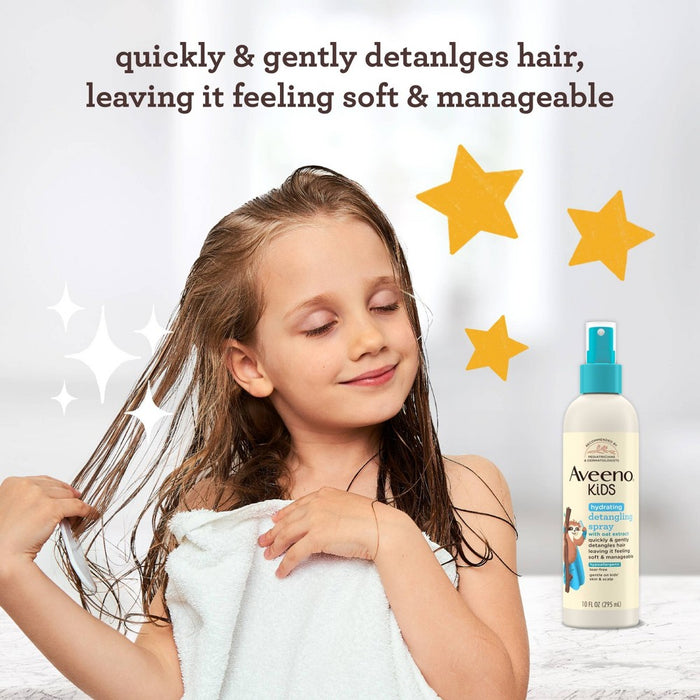 Aveeno Kids' Hydrating Detangling Spray with Oat Extract, Suitable for Skin & Scalp - Light Fragrance - 10 fl oz
