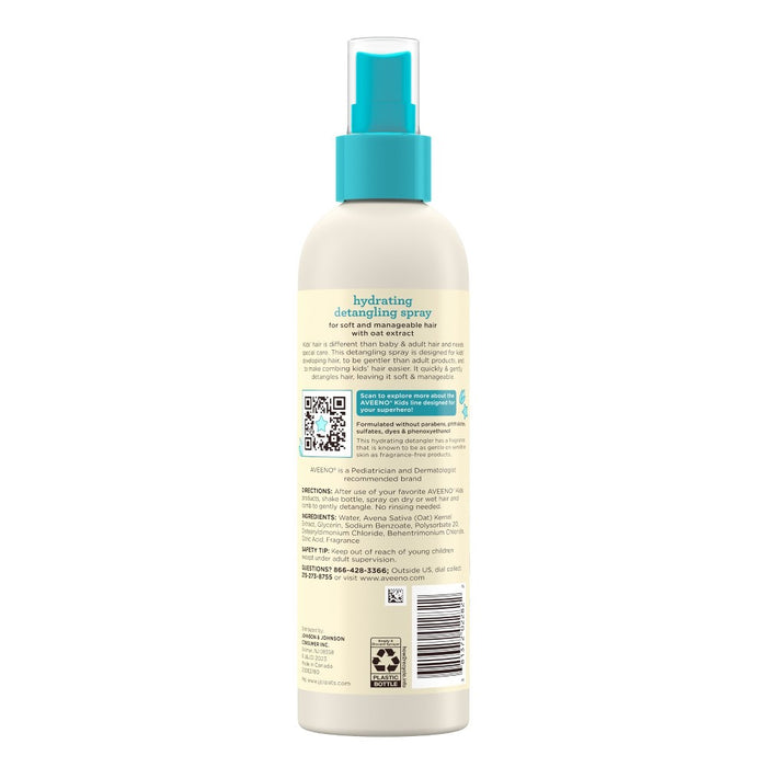 Aveeno Kids' Hydrating Detangling Spray with Oat Extract, Suitable for Skin & Scalp - Light Fragrance - 10 fl oz