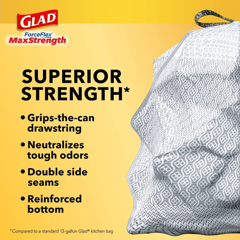 Glad ForceFlex MaxStrength Drawstring Odor Shield Trash Bags - 13 Gallon - 45ct