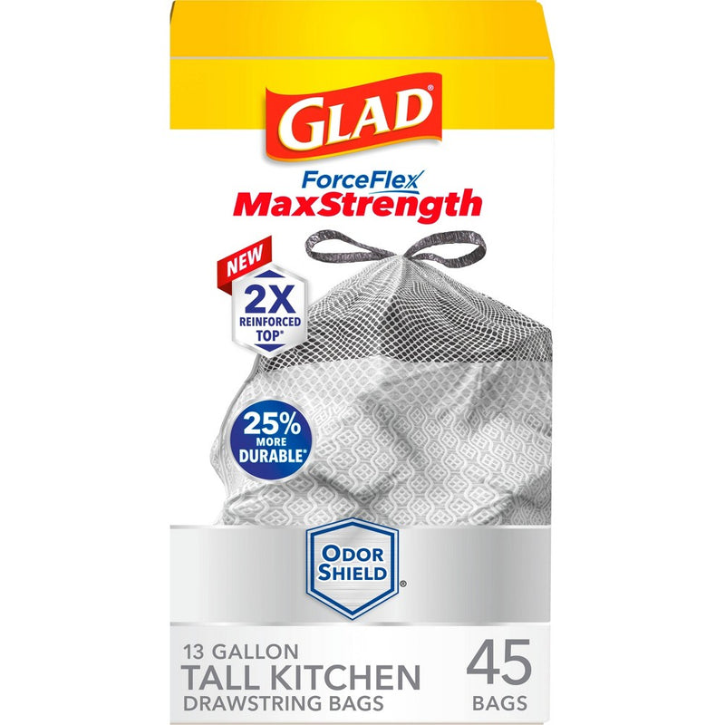 Glad ForceFlex MaxStrength Drawstring Odor Shield Trash Bags - 13 Gallon - 45ct