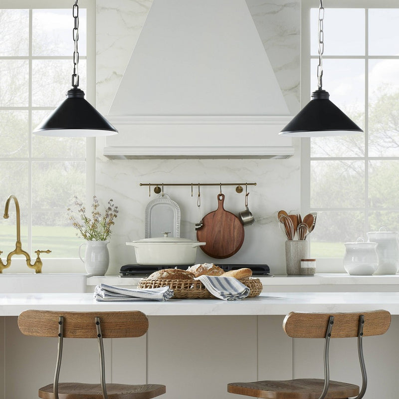 12" Small Metal Adjustable Pendant Ceiling Light Black Finish - Hearth & Hand with Magnolia