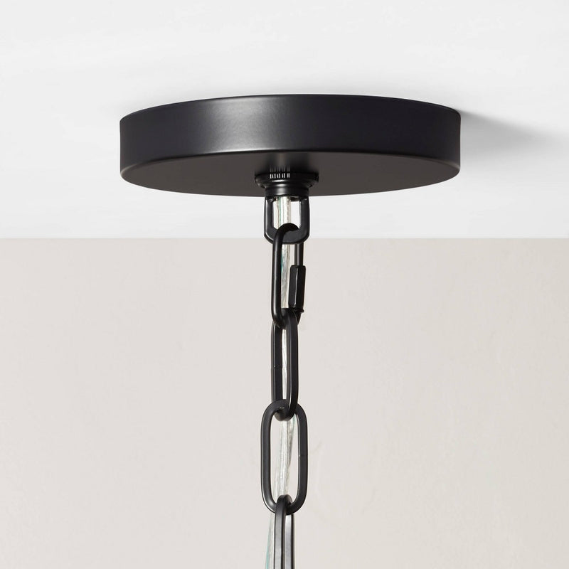 12" Small Metal Adjustable Pendant Ceiling Light Black Finish - Hearth & Hand with Magnolia