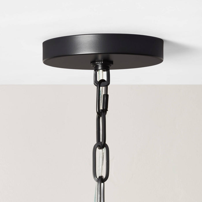 12" Small Metal Adjustable Pendant Ceiling Light Black Finish - Hearth & Hand with Magnolia