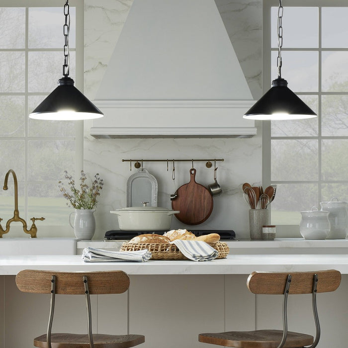 12" Small Metal Adjustable Pendant Ceiling Light Black Finish - Hearth & Hand with Magnolia