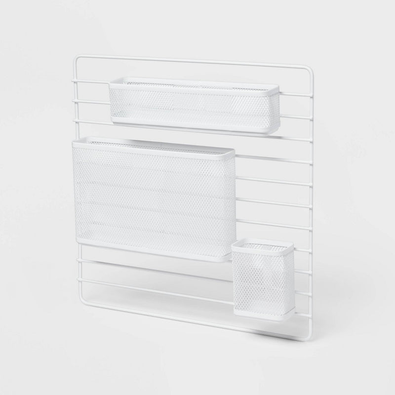 Mesh Wall Office Supply Organizer White - Brightroom